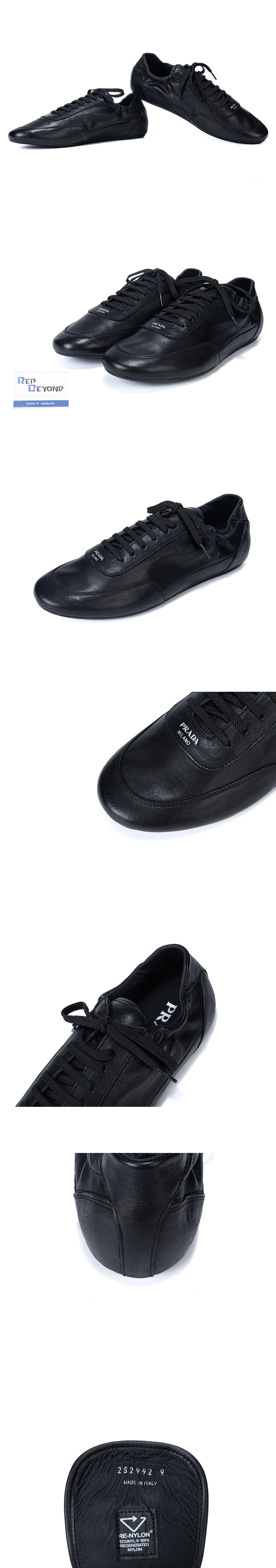 [PRADA] 프라다 컬랩스 레더 스니커즈 블랙 2EG479_7V6_F0002_F_G001 남성용