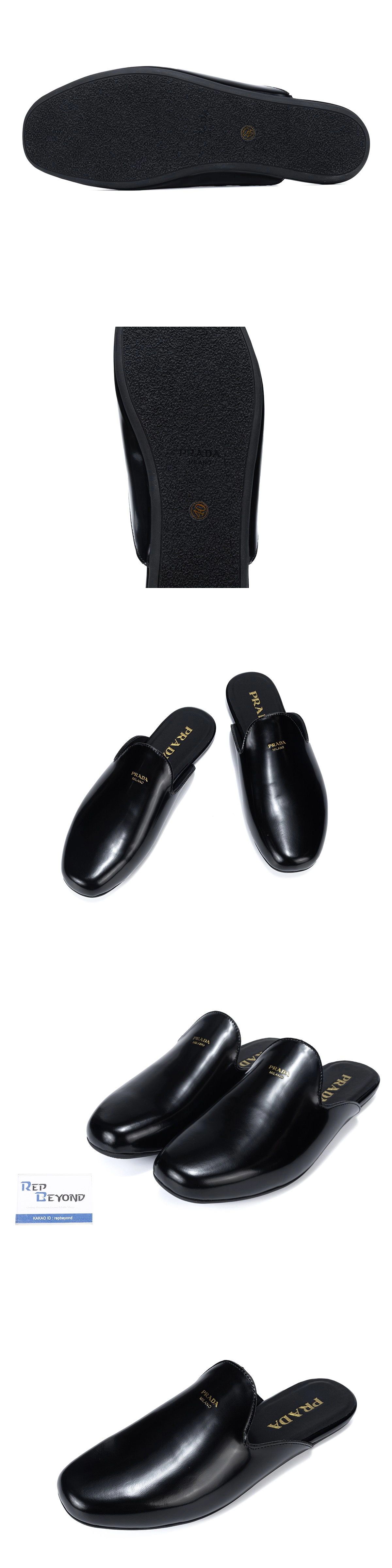 [PRADA] 프라다 브러쉬드 레더 슬리퍼 블랙 2S2986_055_F0002_F_G002 남성용