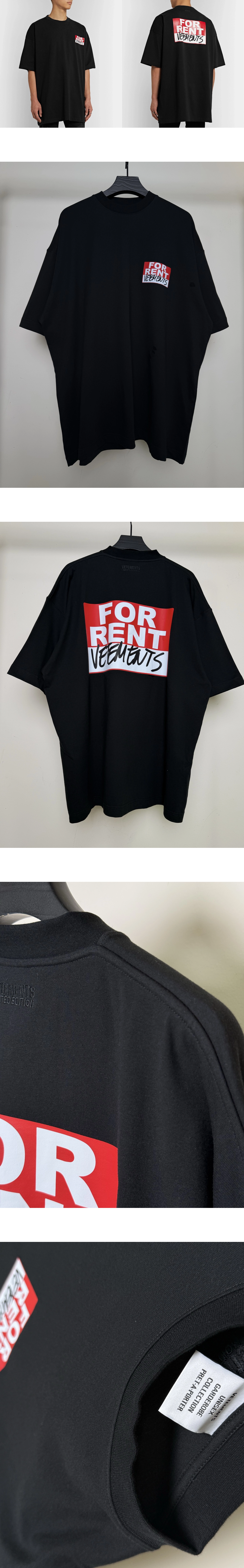 [VETEMENTS] 남성 베트멍 오버사이즈 로고 프린트 코튼 저지 티셔츠 블랙