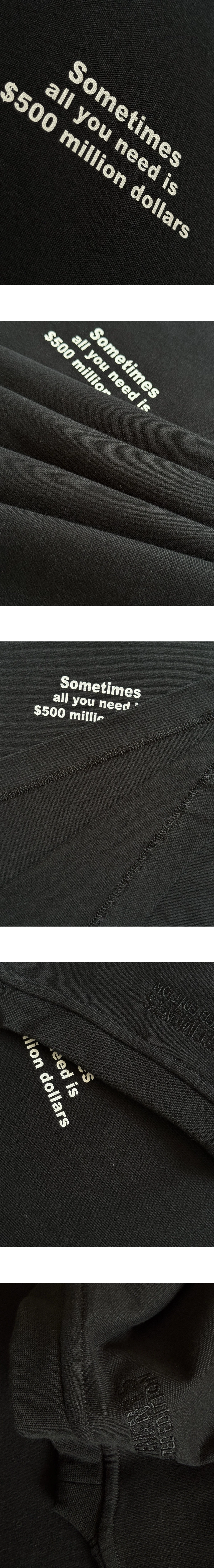 [VETEMENTS] 남성 베트멍 '500 Million Dollars' 오버사이즈 티셔츠