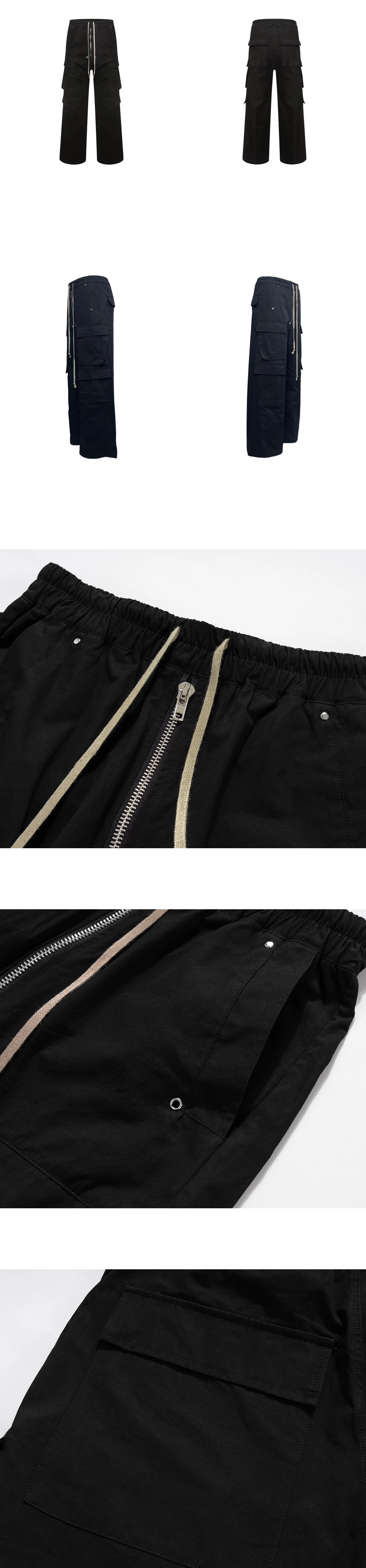 [RICK OWENS] 남성 릭오웬스 다크쉐도우 더블 카고 점보 벨라스 팬츠 블랙