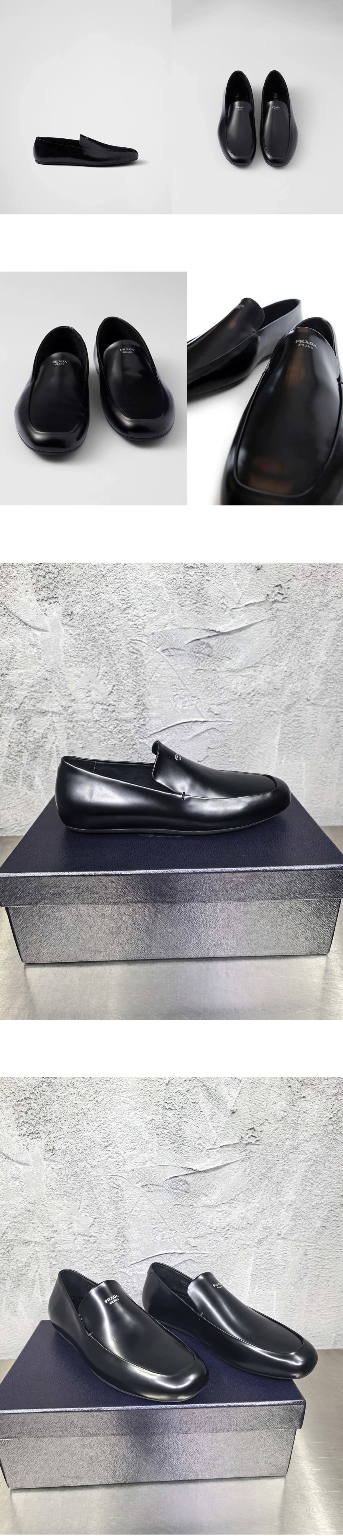 [PRADA] 프라다 브러쉬드 레더 로퍼 블랙 2DG153A003055F0002F 남성용