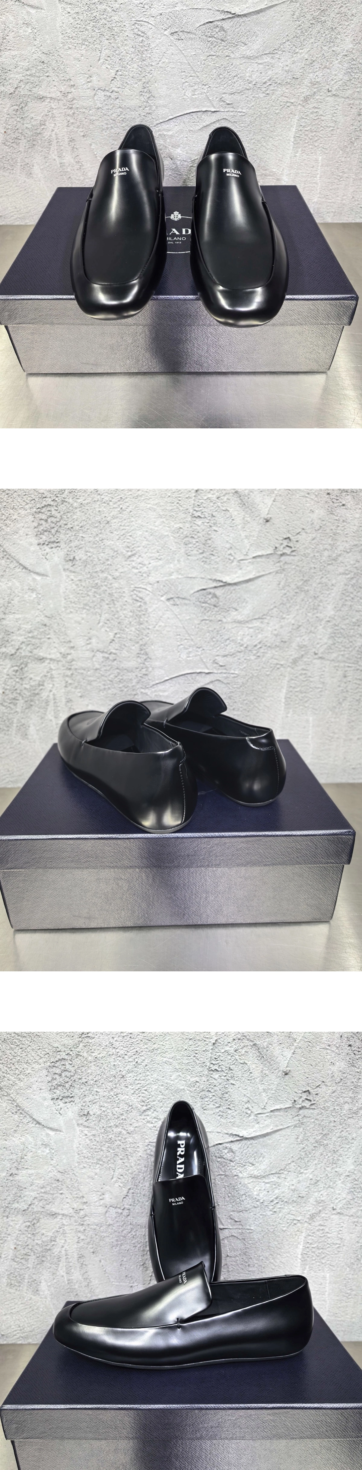 [PRADA] 프라다 브러쉬드 레더 로퍼 블랙 2DG153A003055F0002F 남성용