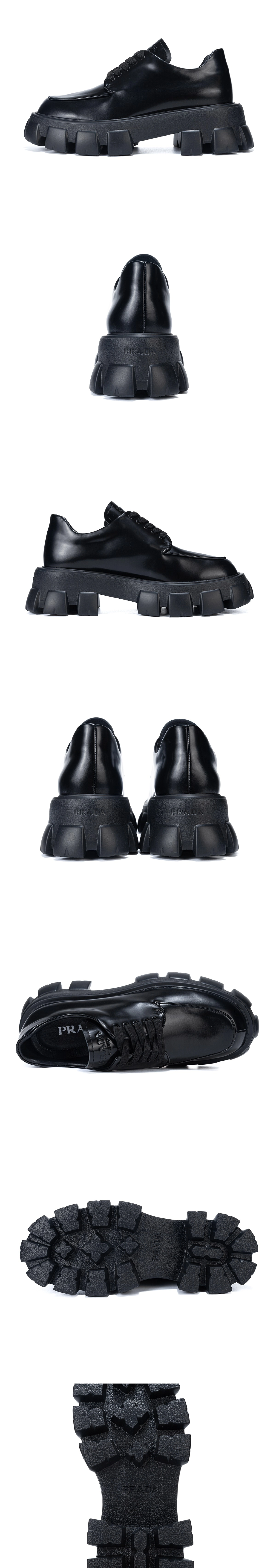 [PRADA] 프라다 모놀리스 브러쉬드 레더 레이스업 로퍼블랙 2EE356-B4L-F0002 남성용