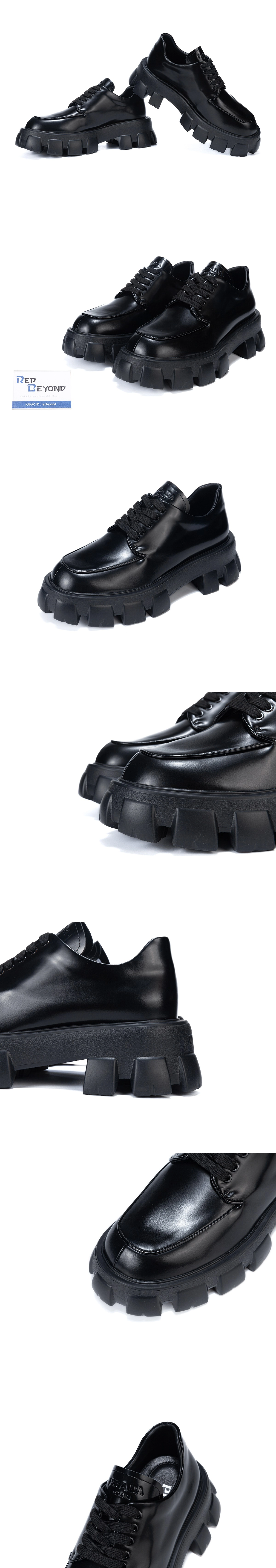 [PRADA] 프라다 모놀리스 브러쉬드 레더 레이스업 로퍼블랙 2EE356-B4L-F0002 남성용