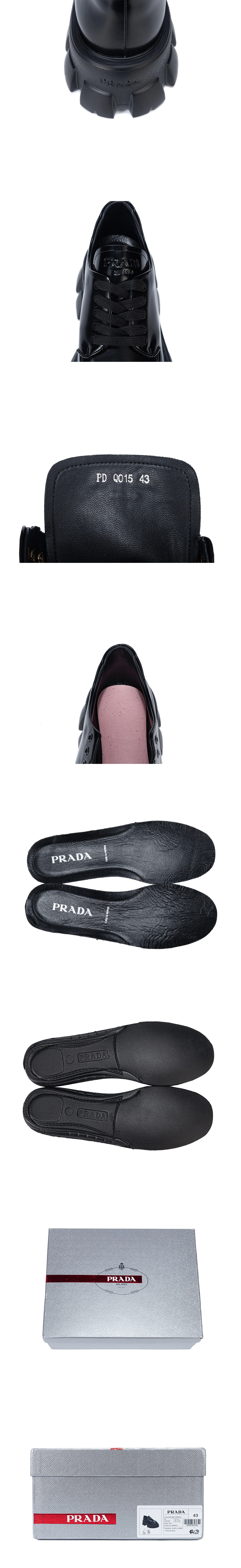 [PRADA] 프라다 모놀리스 브러쉬드 레더 레이스업 로퍼블랙 2EE356-B4L-F0002 남성용