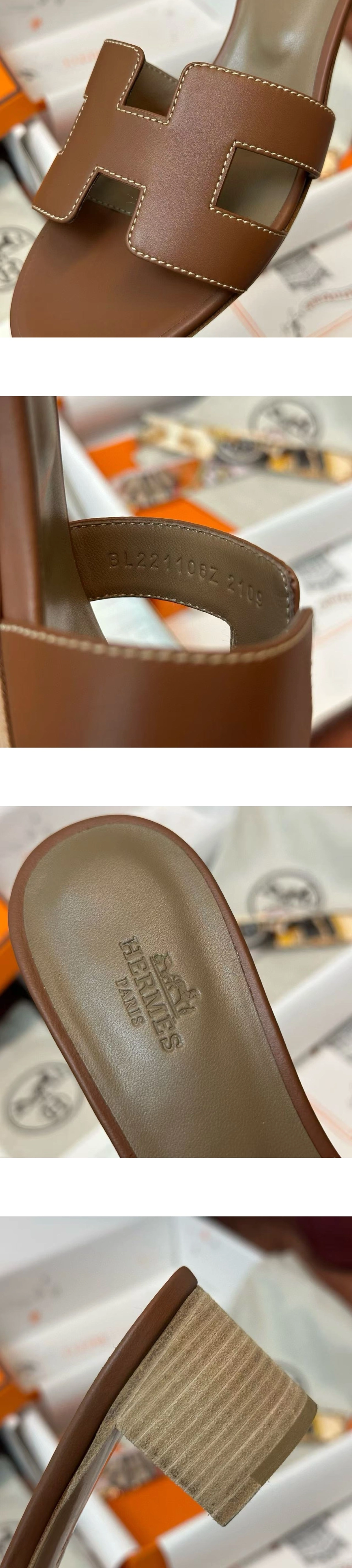[Hermes] 에르메스 오아시스 샌들 슬리퍼 브라운 H071002Z-03 여성용