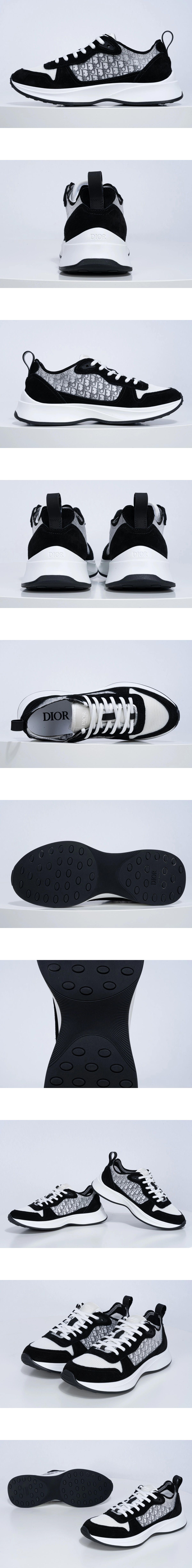 [DIOR] 디올 B25테크니컬 메시 스웨이드 러너 스니커즈 화이트블랙 3SN259YUH_H960 남성용
