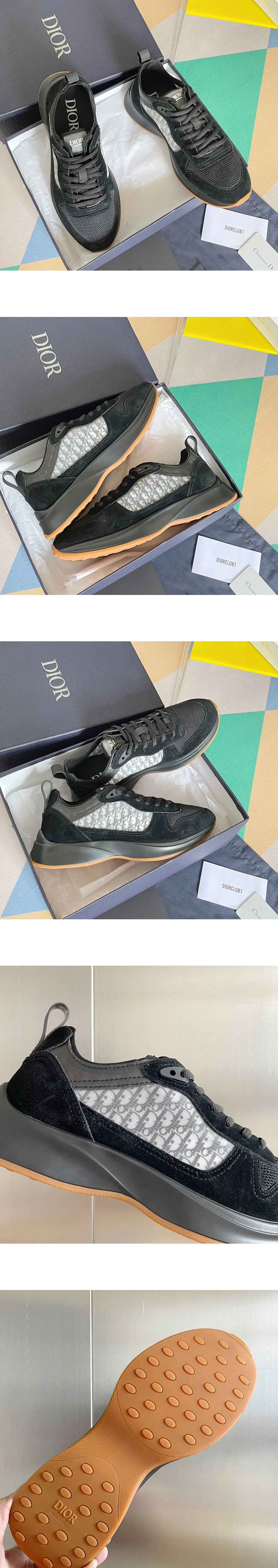 [DIOR] 디올 B25테크니컬 메시 스웨이드 러너 스니커즈 블랙브라운 3SN259YXY_H960 남성용