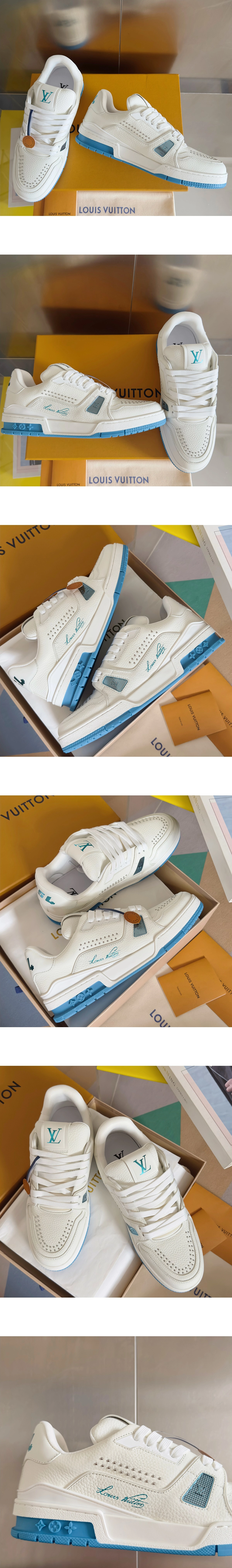 [LOUIS VUITTON] 루이비통 트레이너 스니커즈 화이트블루 1AHTHO 남성용