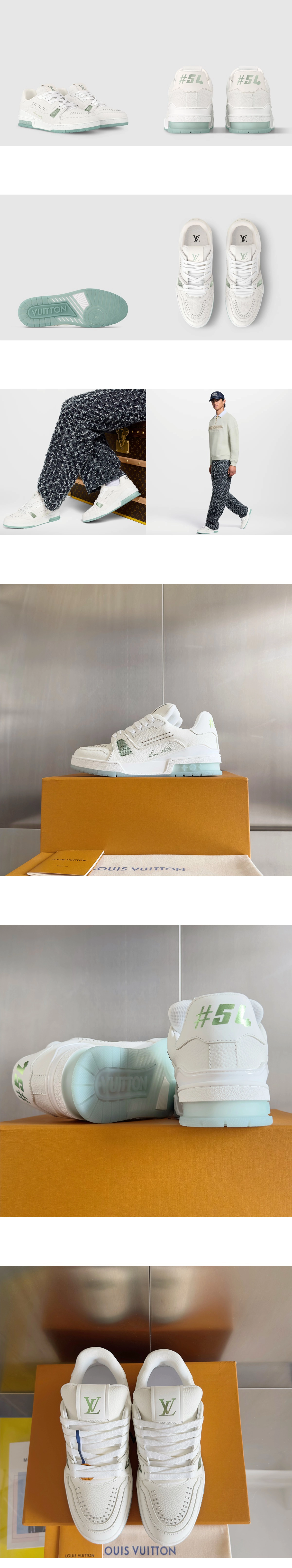  [LOUIS VUITTON] 루이비통 트레이너 스니커즈 화이트라이트그린 1AHTH4 남성용