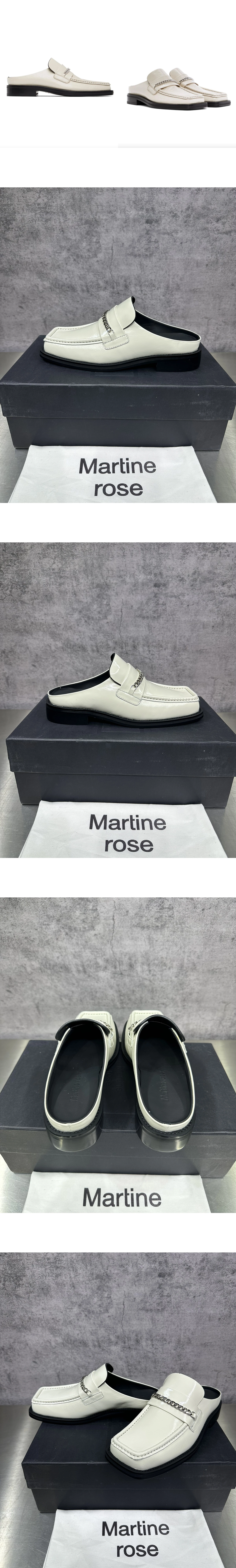 [Martine Rose] 마틴로즈 체인 스퀘어 토 소가죽 로퍼 화이트 남성용