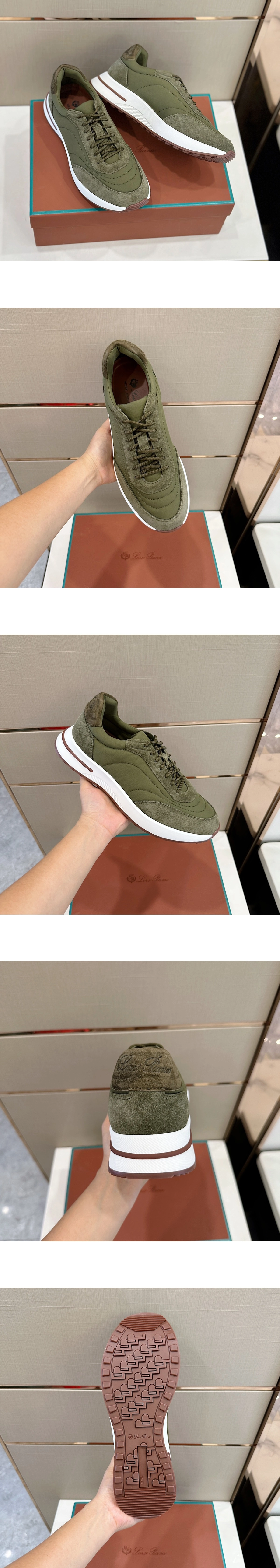 [Loro Piana] 로로피아나 위크 엔드 워크 스니커즈 토바코그린 FAP9780 남성용