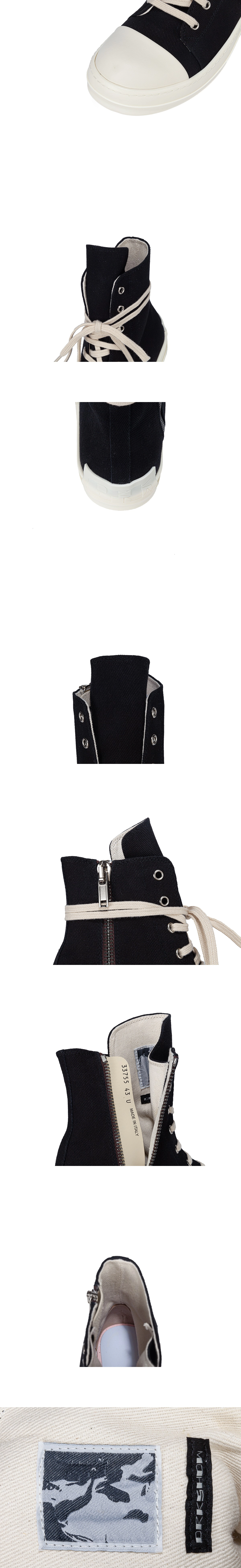 [Rick Owens] 릭 오웬스 다크쉐도 우데님 하이 탑 스니커즈 블랙 남녀공용