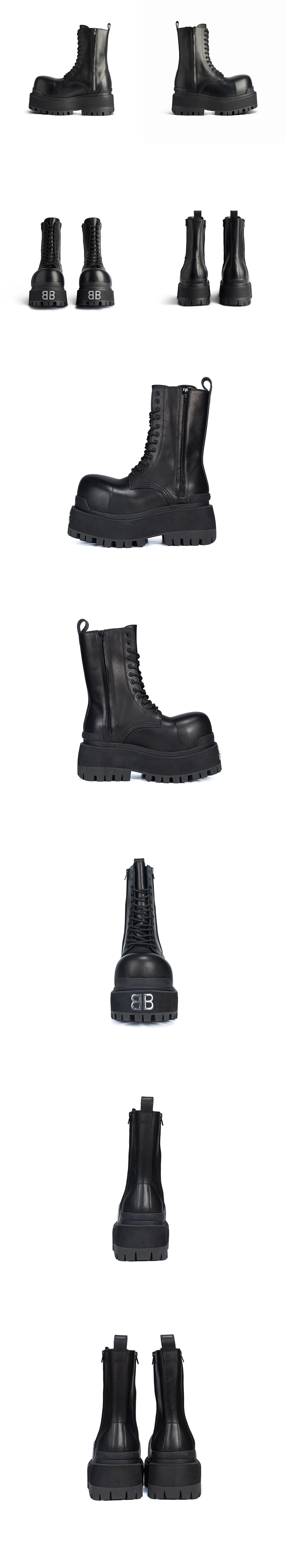 [BALENCIAGA] 발렌시아가 BB 로고 소가죽 레이스업 부츠 남성용