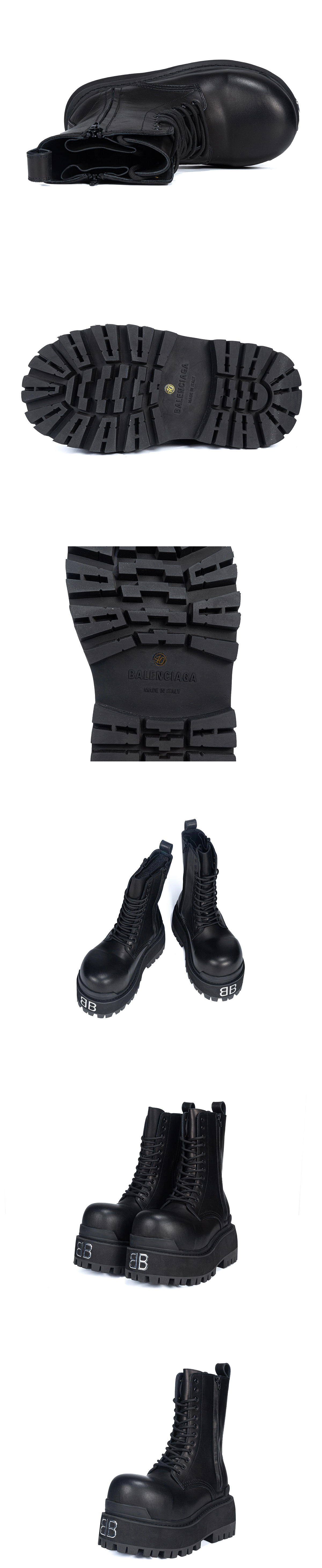 [BALENCIAGA] 발렌시아가 BB 로고 소가죽 레이스업 부츠 남성용