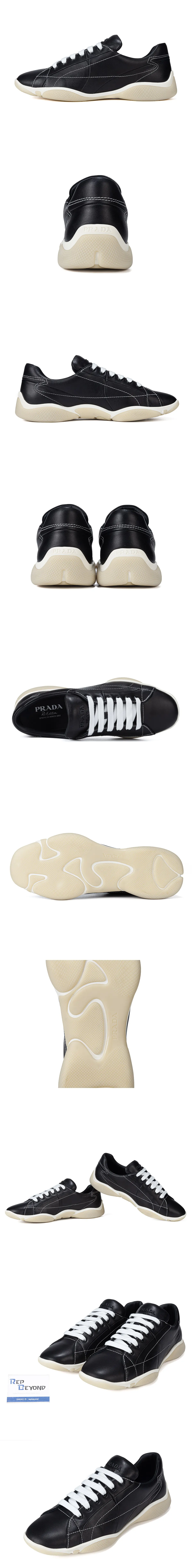 [PRADA] 프라다 나파 쉽스킨 스티치 스니커즈 블랙 1E942N_038_F0632_F_025 남성용