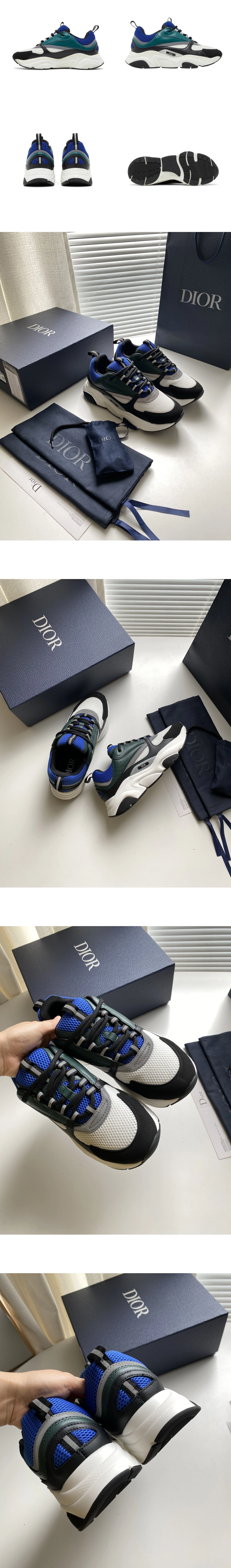 [DIOR] 디올 B22 테크니컬 메쉬 스니커즈 블루그린 3SN231YKC-H565 남성용