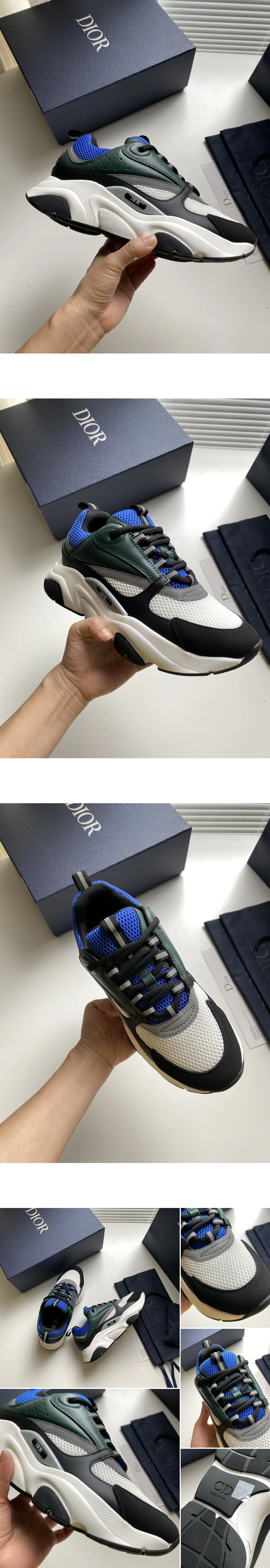 [DIOR] 디올 B22 테크니컬 메쉬 스니커즈 블루그린 3SN231YKC-H565 남성용