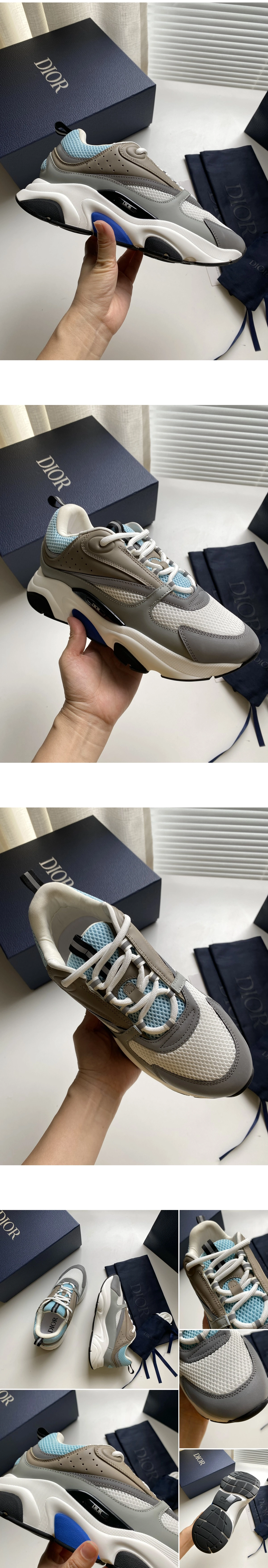 [DIOR] 디올 B22 테크니컬 메쉬 스니커즈 블루그레이 3SN231YXX_H865 남성용
