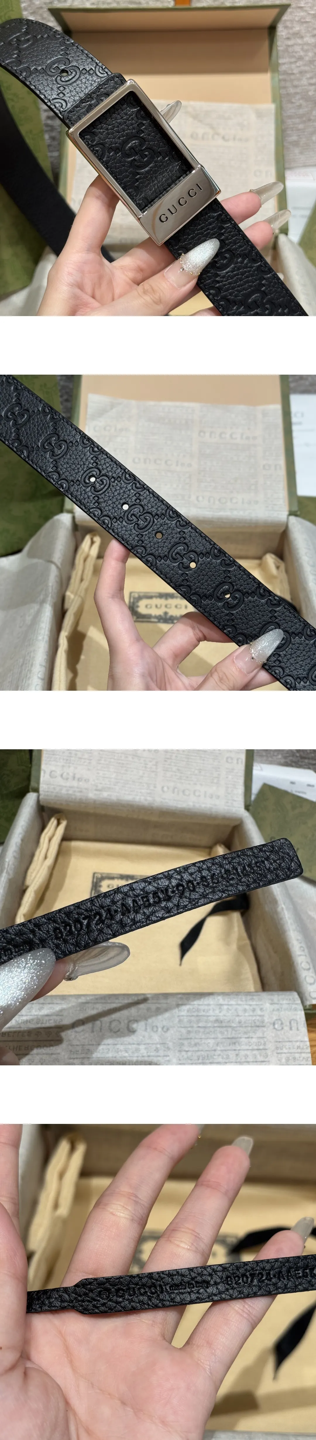 [GUCCI] 구찌 랙탱글 버클 리버서블 35mm 벨트 820724 AAE5X 1000