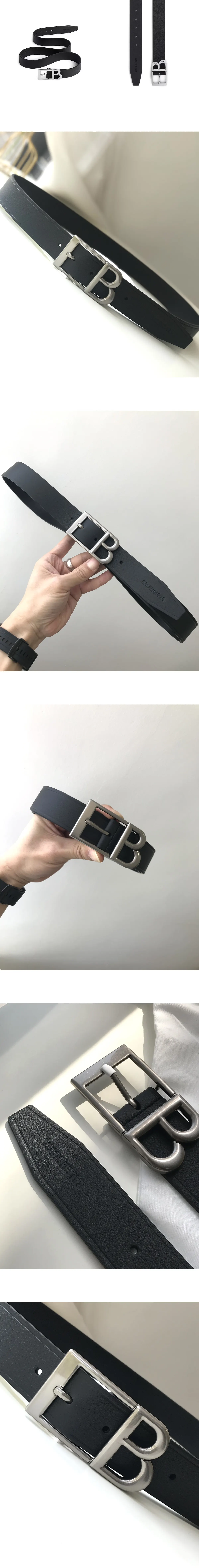 [BALENCIAGA] 발렌시아가 클래식 B 벨트 35mm 블랙 8065592ABC01000