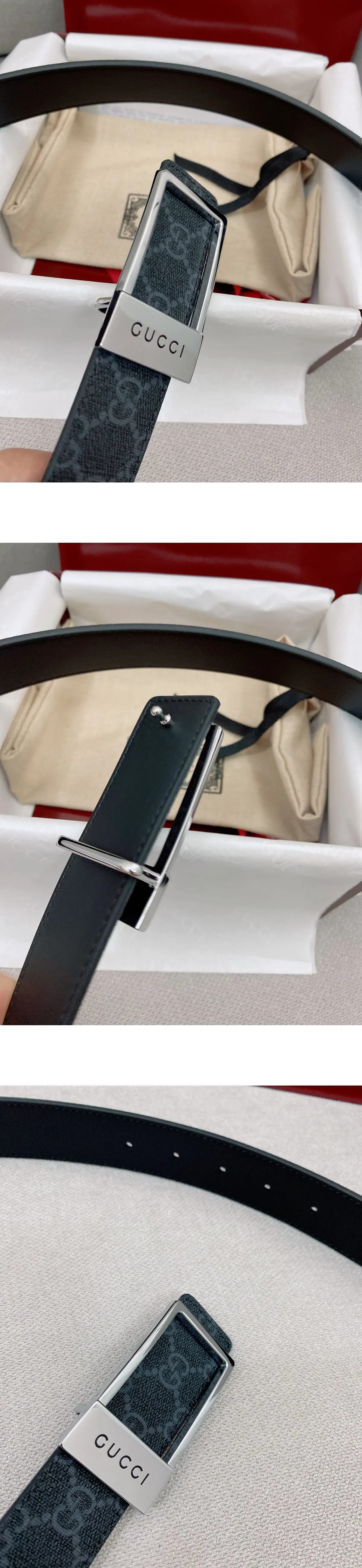 [GUCCI] 구찌 랙탱글 버클 GG 35mm 벨트 722370 KGD0N 1000