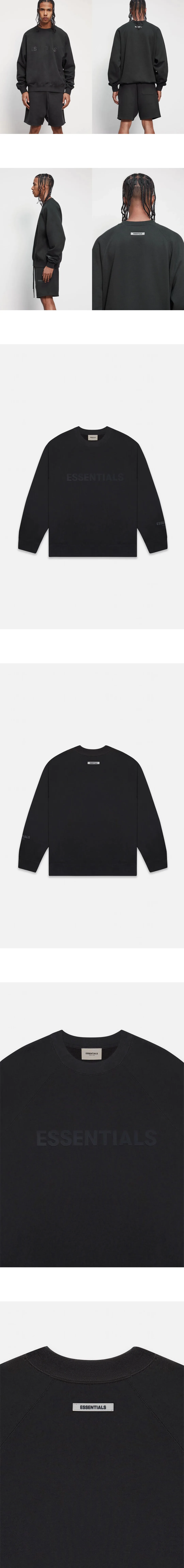 [FEAR OF GOD] 남성 피어오브갓 에센셜 크루넥 아플리케 로고 롱슬리브 티셔츠