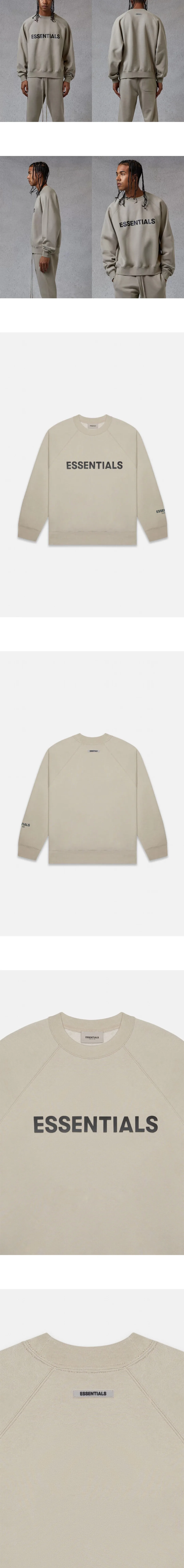 [FEAR OF GOD] 남성 피어오브갓 에센셜 크루넥 아플리케 로고 롱슬리브 티셔츠