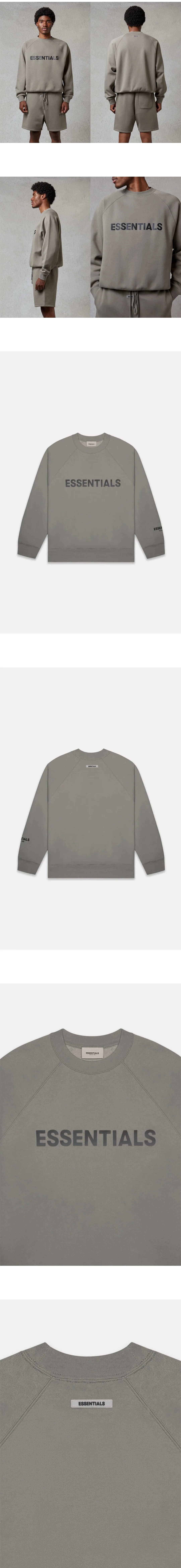 [FEAR OF GOD] 남성 피어오브갓 에센셜 크루넥 아플리케 로고 롱슬리브 티셔츠