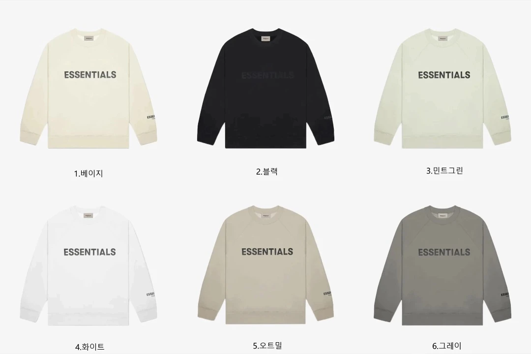 [FEAR OF GOD] 남성 피어오브갓 에센셜 크루넥 아플리케 로고 롱슬리브 티셔츠