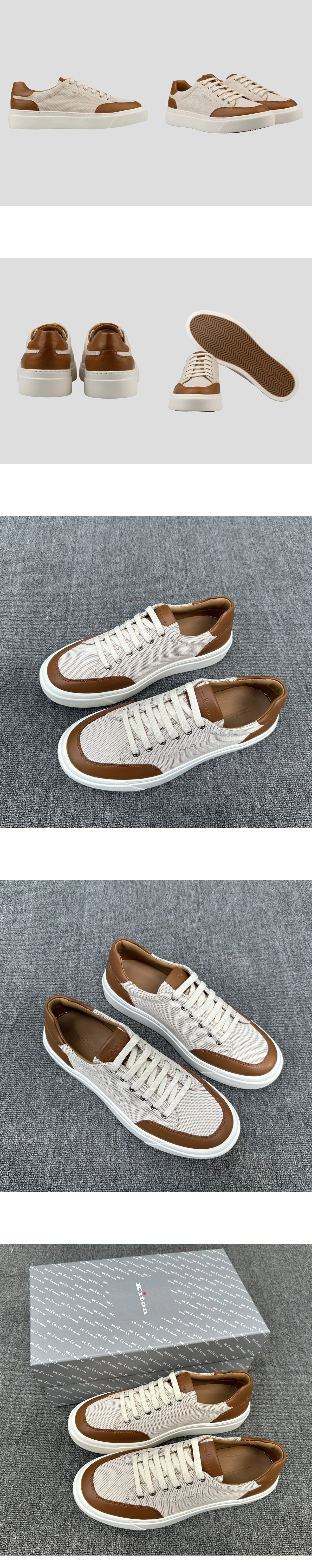 [Kiton] 키톤 카프스킨 캔버스 스니커즈 베이지브라운 USSA278N01A278 남성용