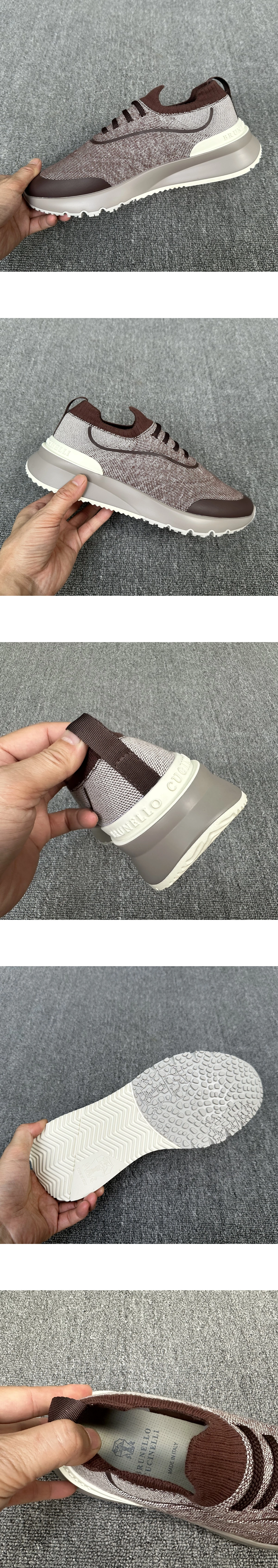 [BRUNELLO CUCINELLI] 브루넬로 쿠치넬리 테크노 코튼 니트 러너 스니커즈 다크브라운 252MZUEHRO342 남성용