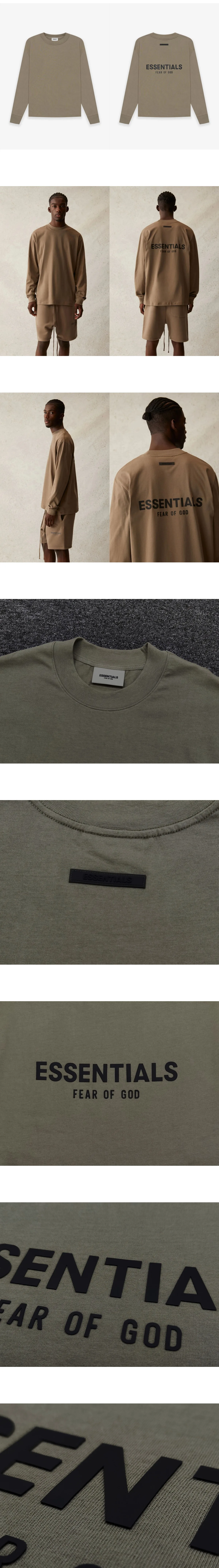 [FEAR OF GOD] 남성 피어오브갓 에센셜 레터링 로고 롱슬리브 티셔츠