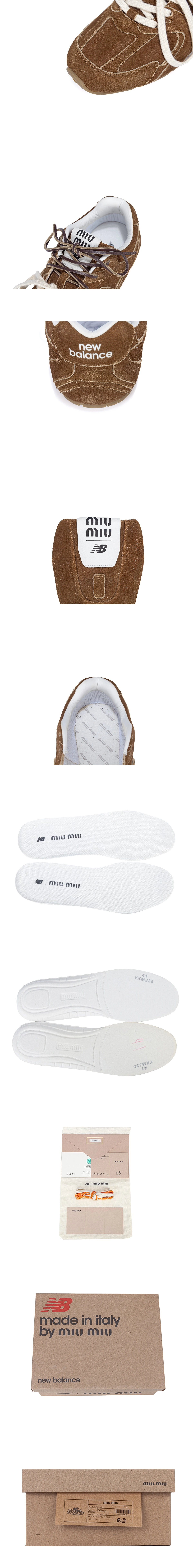 [New Balance] 뉴발란스 X 미우미우 스웨이드 및 메쉬 스니커즈 시나몬 5E165E_Z5O_F0401_F_D005 남녀공용