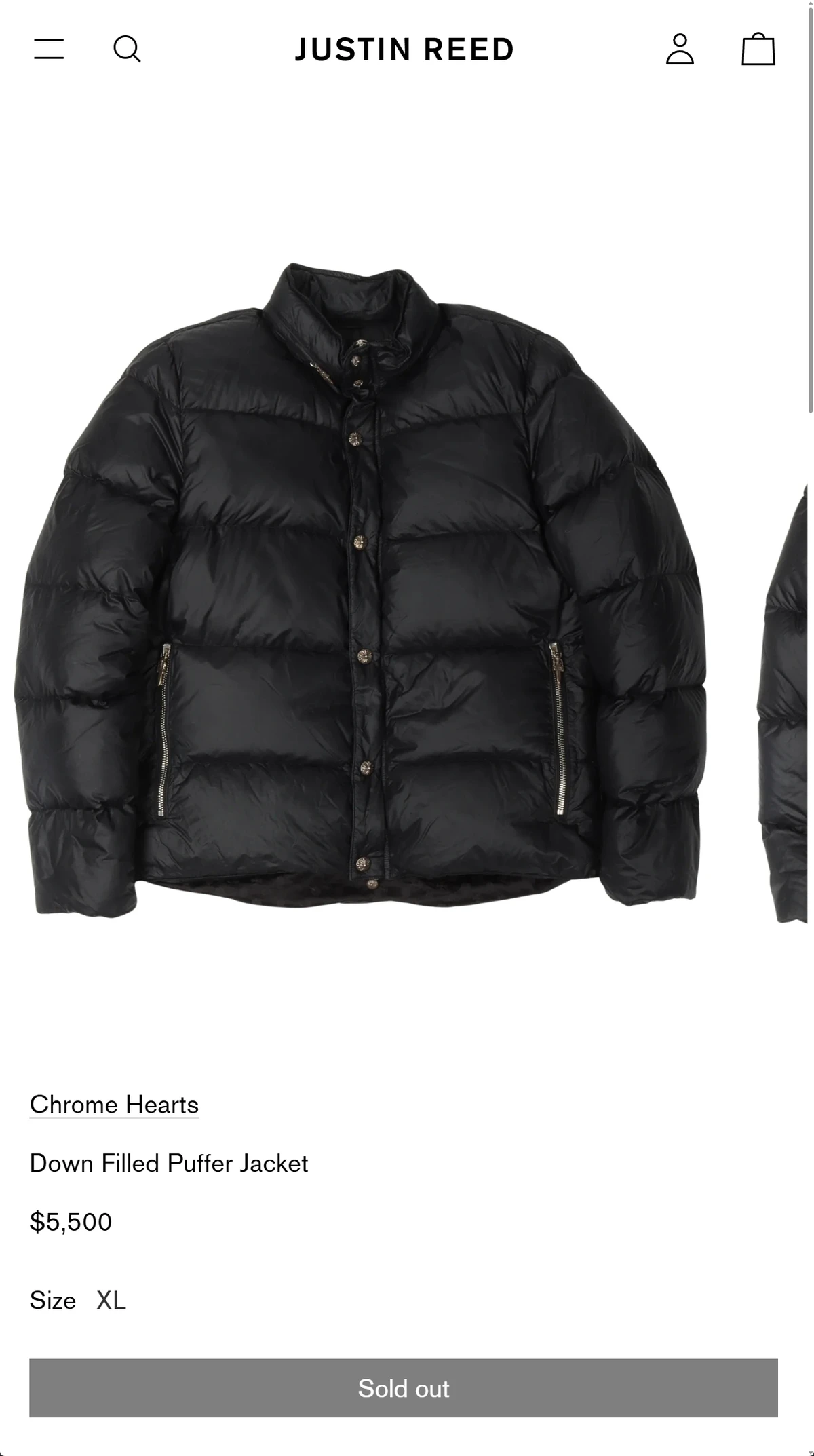 [Chrome Hearts] 남성 크롬하츠 클래식 버튼 구스다운 패딩재킷