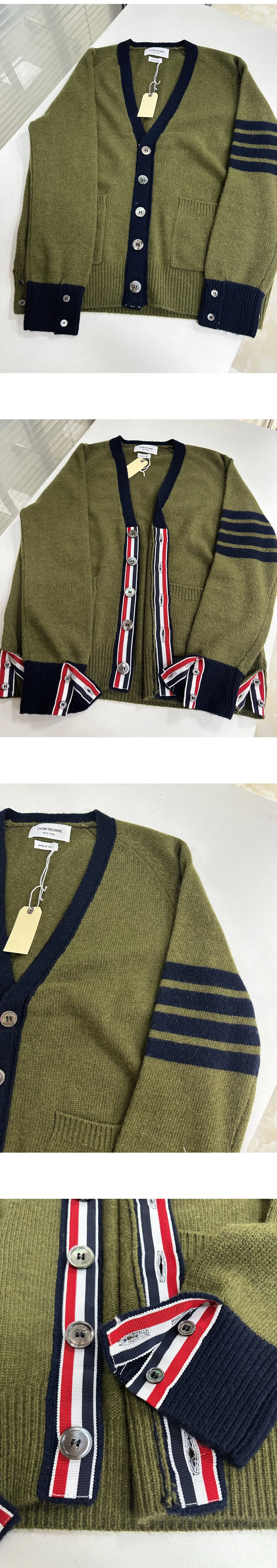 [THOM BROWNE] 남성 톰브라운 4-바 V넥 울 가디건