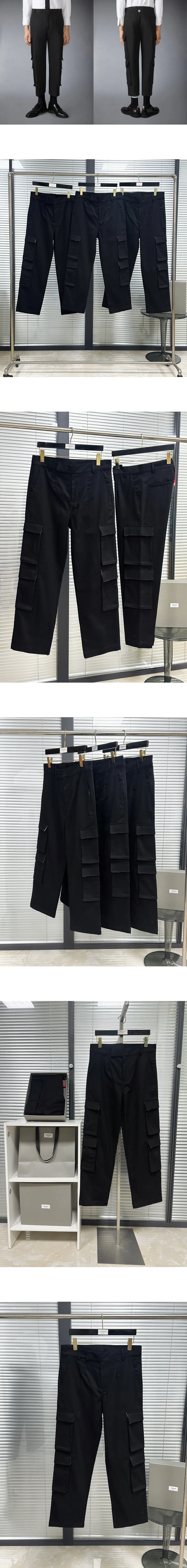 [THOM BROWNE] 남성 톰브라운 워시드 코튼 유틸리티 치노 카고 팬츠