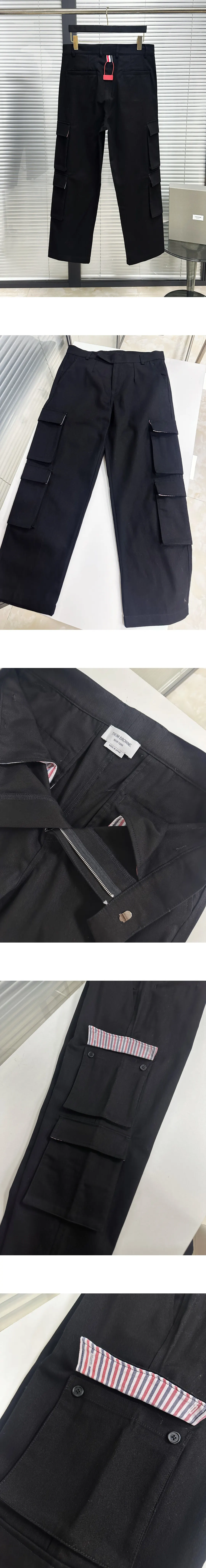 [THOM BROWNE] 남성 톰브라운 워시드 코튼 유틸리티 치노 카고 팬츠
