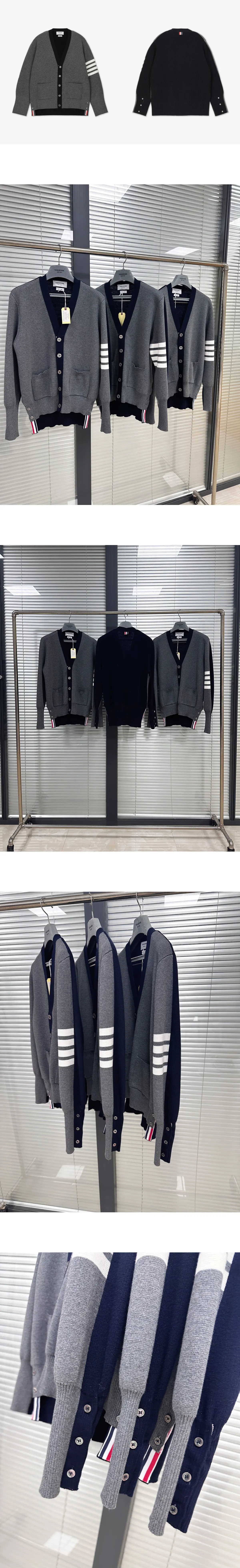 [THOM BROWNE] 남성 톰브라운 4-바 메리노 울 하프 가디건
