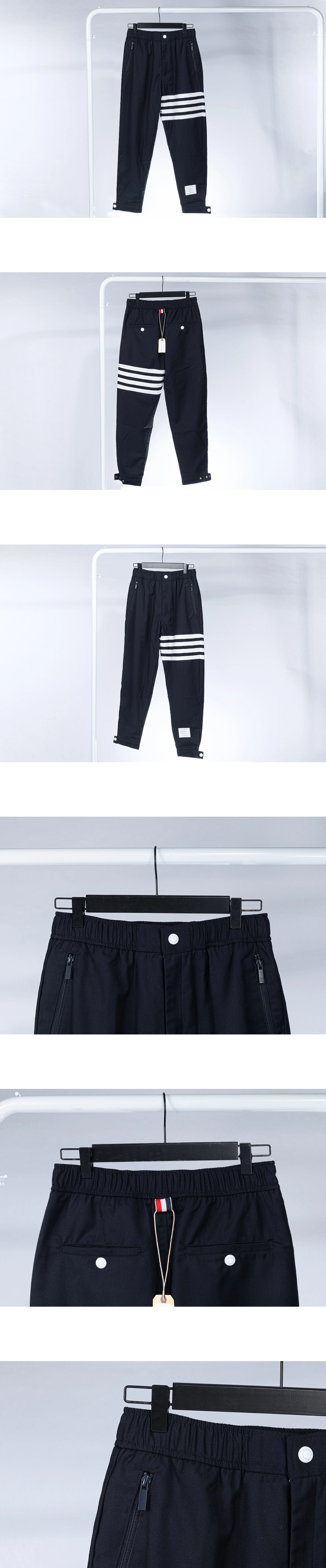 [THOM BROWNE] 남성 톰브라운 플레인 위브 수팅 스냅 프론트 트랙 팬츠