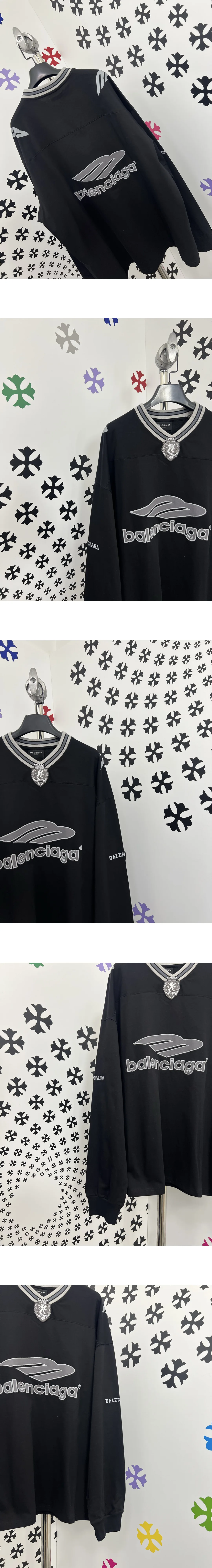 [BALENCIAGA] 남성 발렌시아가 3b 풋볼 시리즈 V넥 롱 슬리브 티셔츠