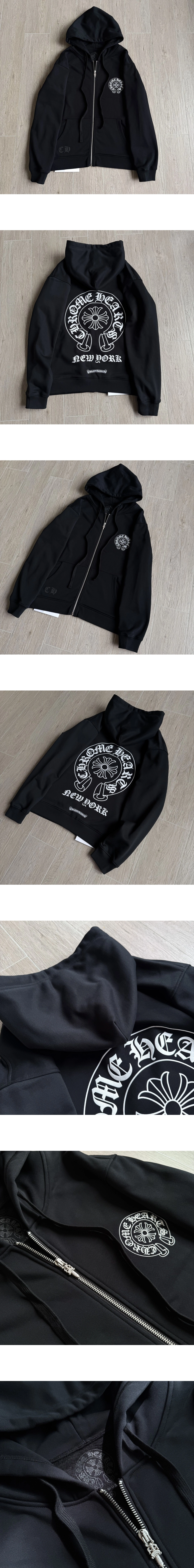 [Chrome Hearts] 남성 크롬하츠 홀스슈 후드 집업 재킷 블랙