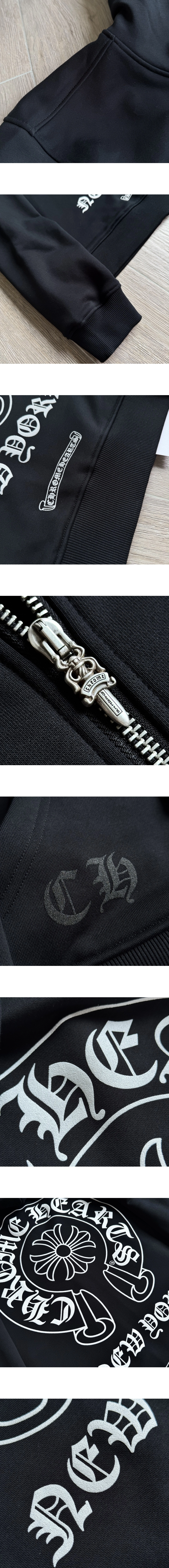 [Chrome Hearts] 남성 크롬하츠 홀스슈 후드 집업 재킷 블랙