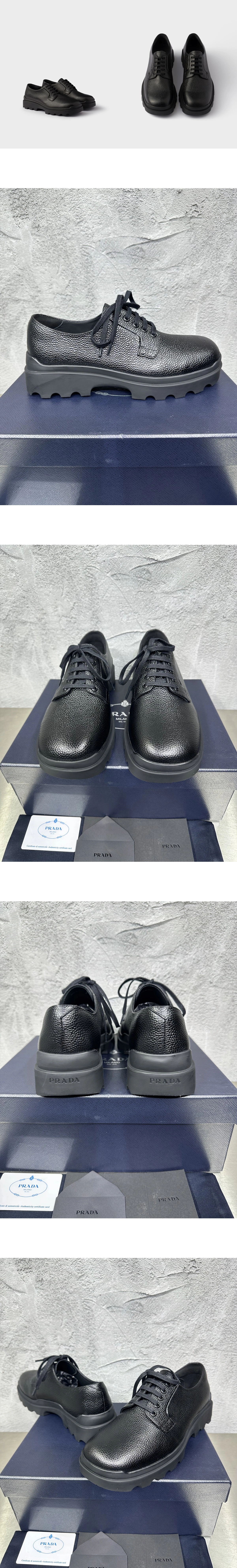 [PRADA] 프라다 Stamped 스탬프 소가죽 더비 슈즈 블랙 2EG492_3ZKE_F0002_F_G000 남성용