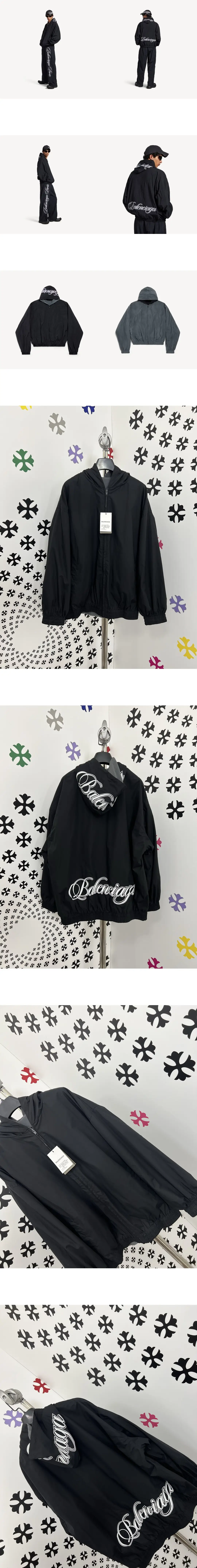 [BALENCIAGA] 남성 발렌시아가 Cursive 커시브 리버서블 트랙수트 재킷 블랙그레이