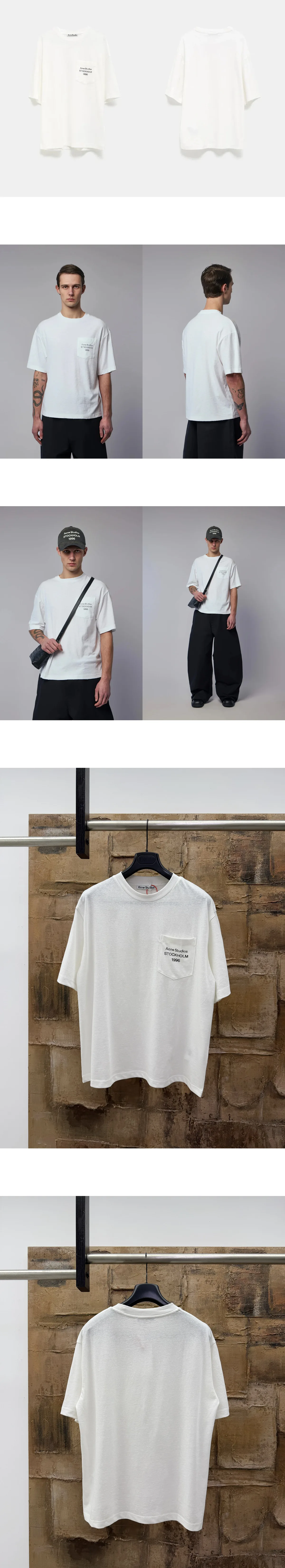 [ACNE STUDIOS] 남성 아크네스튜디오 로고 포켓 티셔츠 화이트