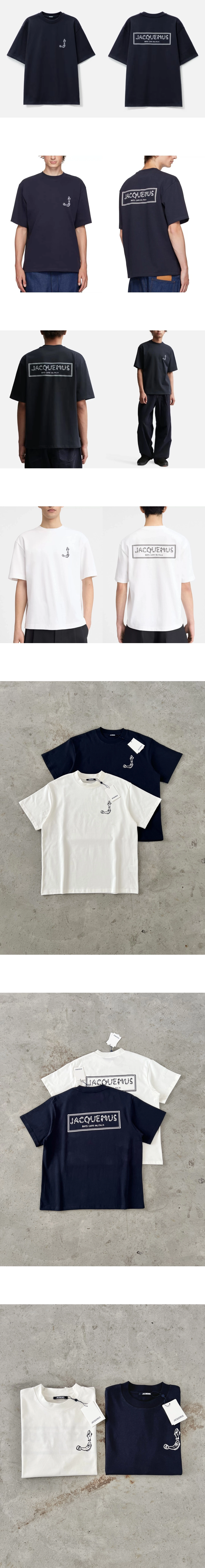 [Jacquemus] 남성 자크뮈스 어부 로고 자수 쇼트슬리브 티셔츠