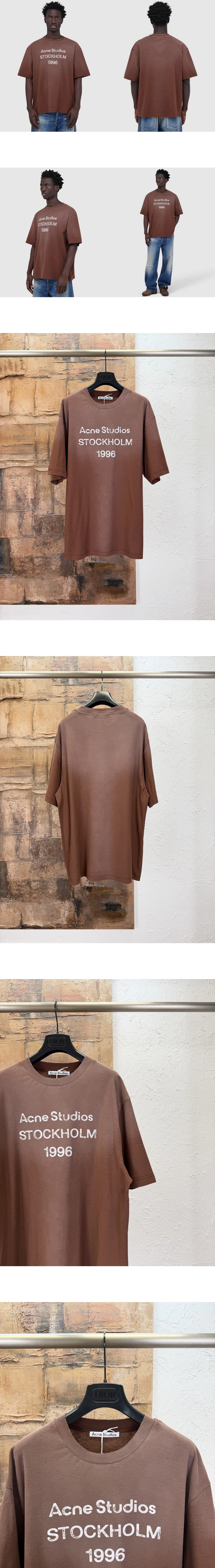 [ACNE STUDIOS] 남성 아크네스튜디오 1996 로고 워싱 티셔츠 브라운