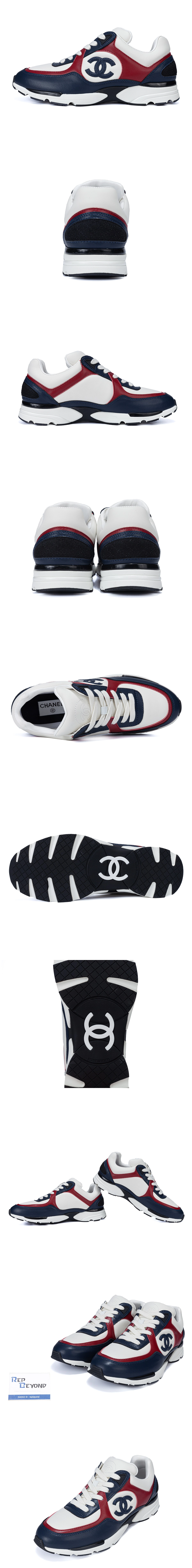 [CHANEL] 샤넬 카프스킨 레이스업캐주얼스니커즈 레드네이비 G45334 B14495 NS577 남녀공용